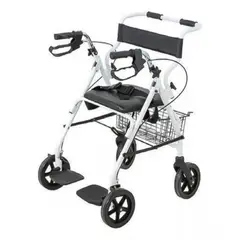 GENERICO - Andador Plegable 2 En 1 - 4 Ruedas Con Reposapies Plegables