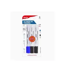 GENERICO - Marcador Para Pizarra con Cabeza Redonda Azul y Negro 3pcs