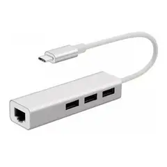 GENERICO - Adaptador HUB USB-C a Ethernet Red Lan Rj45 +3 USB 2.0