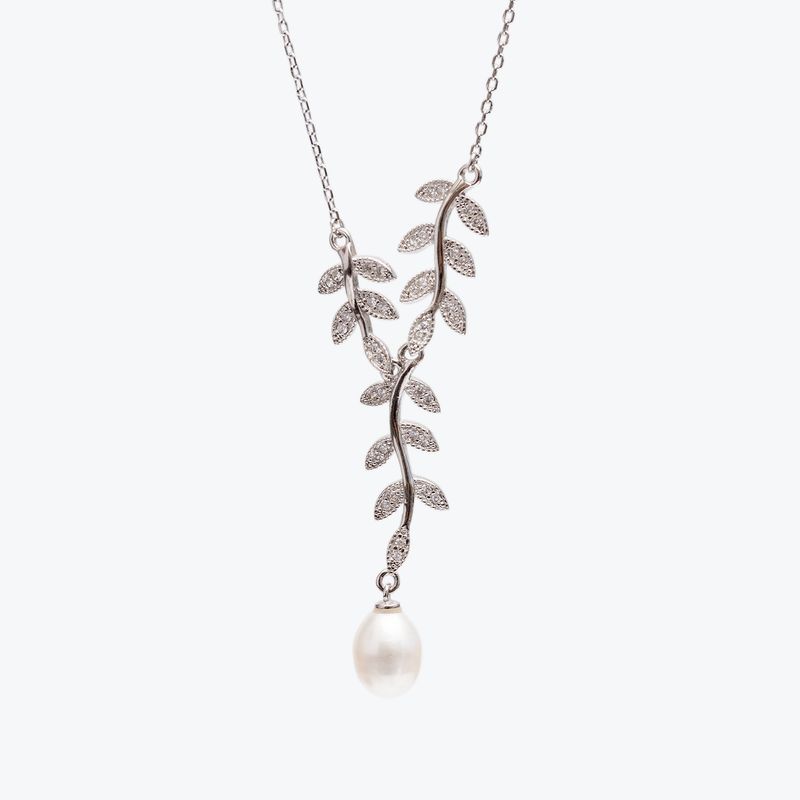 LA GARZA - Collar Mujer Plata Perla Cultivada con Circones Blancos