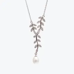 LA GARZA - Collar Mujer Plata Perla Cultivada con Circones Blancos