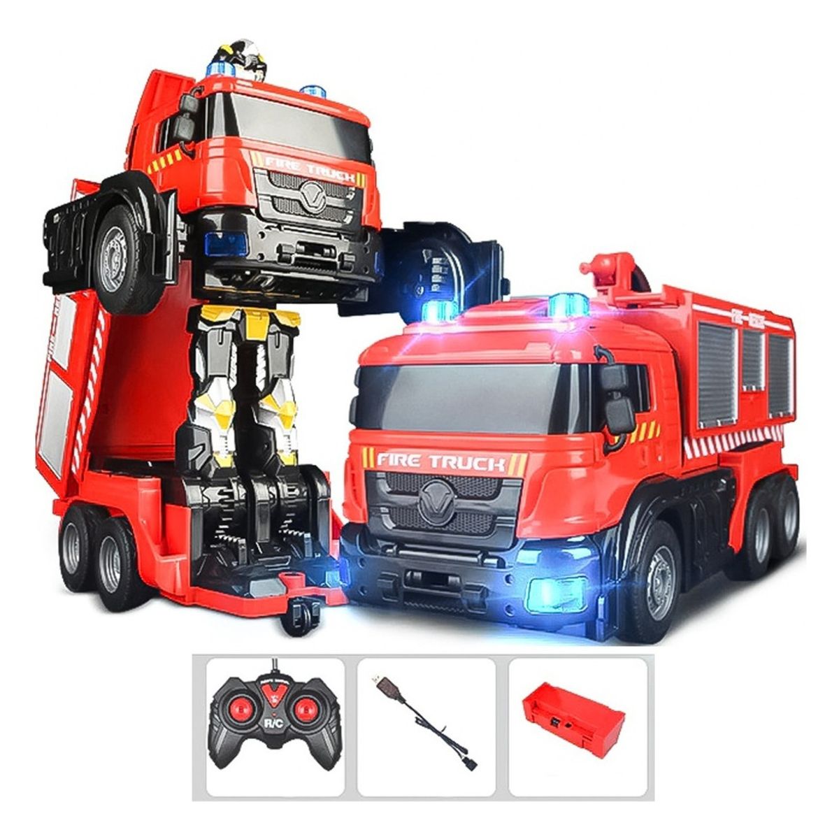 U BUY - Auto A Control Transformer Bombero Lanza Agua 828-5 Rojo