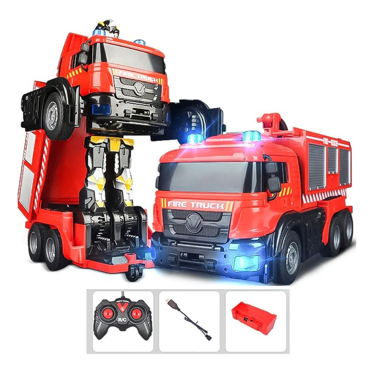 U BUY - Auto A Control Transformer Bombero Lanza Agua 828-5 Rojo