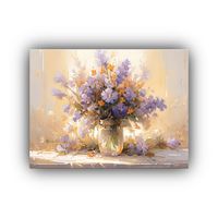 Cuadro De Flores Moradas Y Doradas Para Decoración Del Cuar 120x80cm
