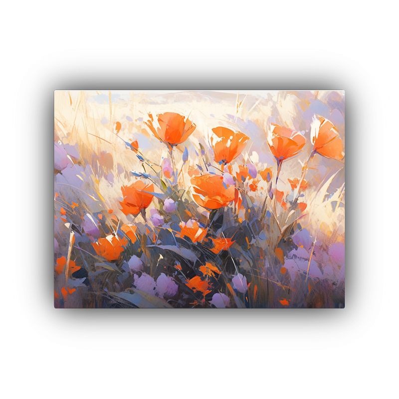 GENERICO - Cuadro Inspirador Único De Flores En Morado Y Naranja 120x80cm