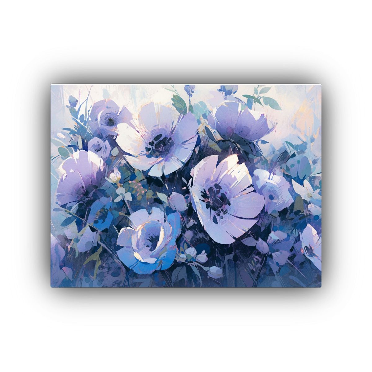 GENERICO - Pintura Lienzo Acuarela Flores Moradas Y Turquesas En Decora 120x80cm