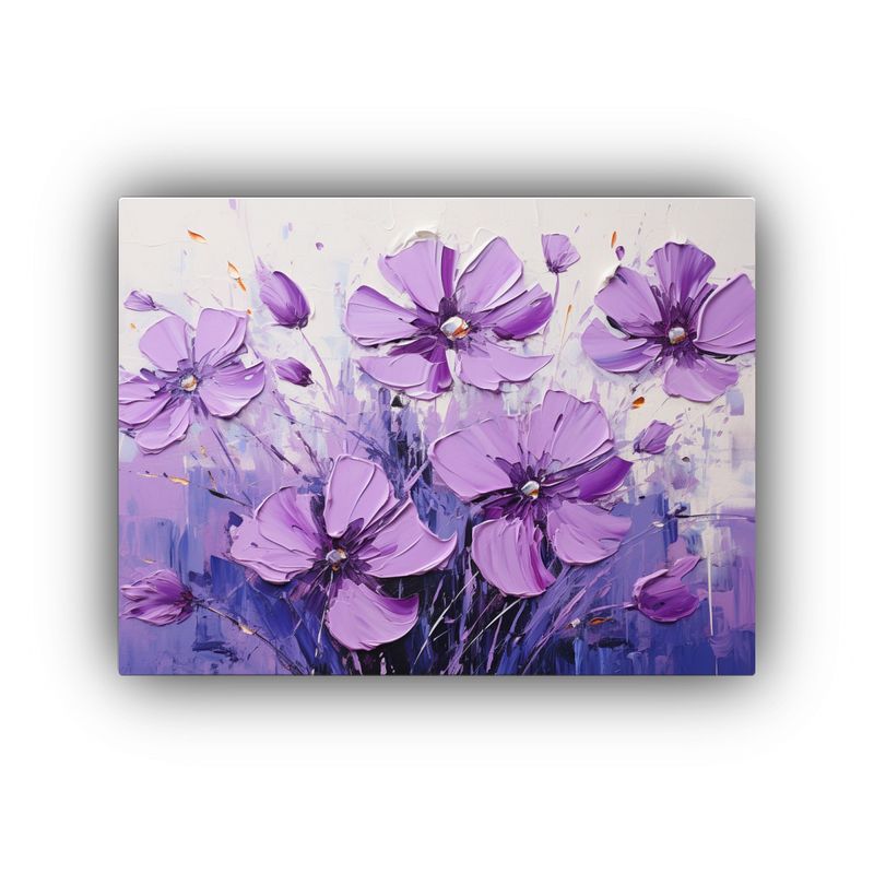 GENERICO - Cuadro Flores Púrpuras Estilo Decorativo En Tonalidades Est 120x80cm
