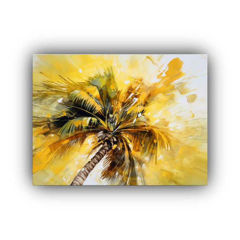 GENERICO - Cuadro Abstracto Enigmático De Palmera Y Colores Amarillos 120x80cm