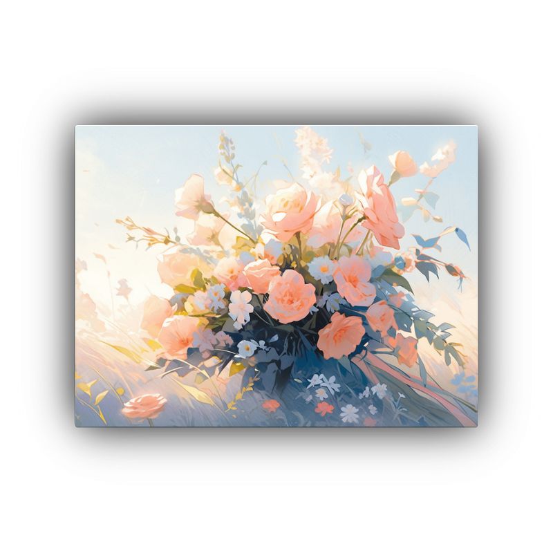GENERICO - Pintura De Flores En Lienzo Estilo Decorativo En Tonos Paste 120x80cm
