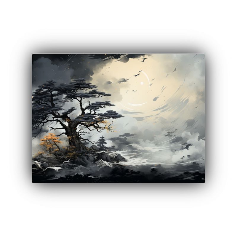GENERICO - Pinturas Decorativas De Pino En Blanco Y Negro Con Impacto C 120x80cm