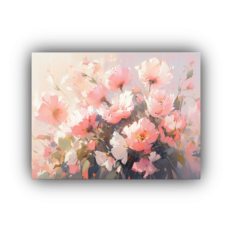 GENERICO - Pintura En Lienzo De Flores En Tonos Rosados Estilo Arte Mod 120x80cm
