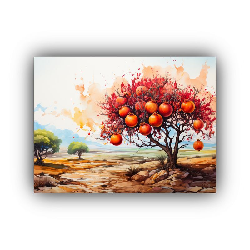 GENERICO - Cuadro Lienzo Estético Árbol Granado Colores Naranja Pintu 120x80cm