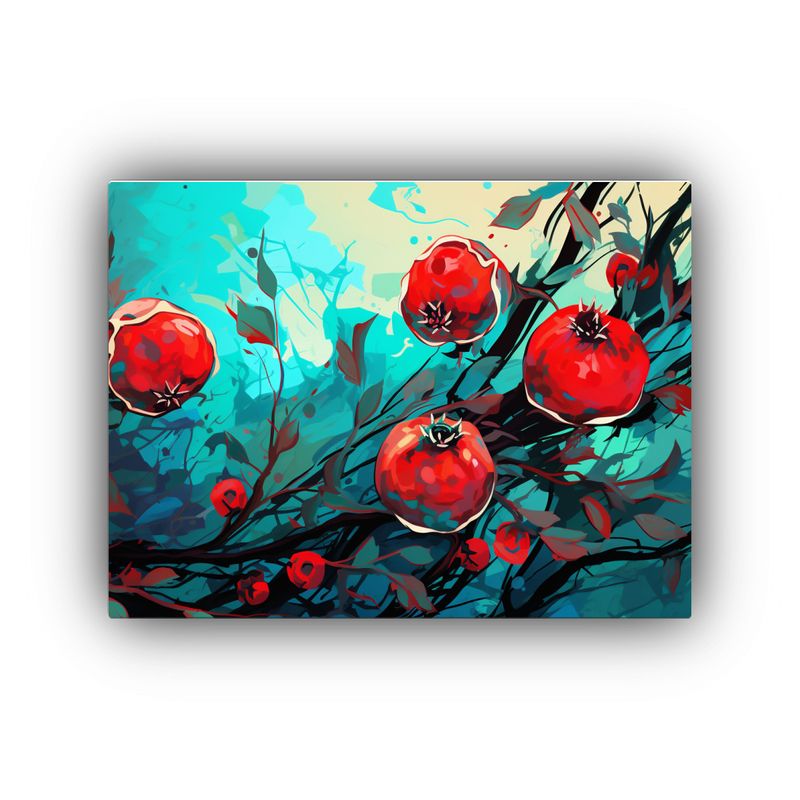 GENERICO - Pintura Decorativa Inspirada En Granado En Colores Rojo Y Tu 120x80cm