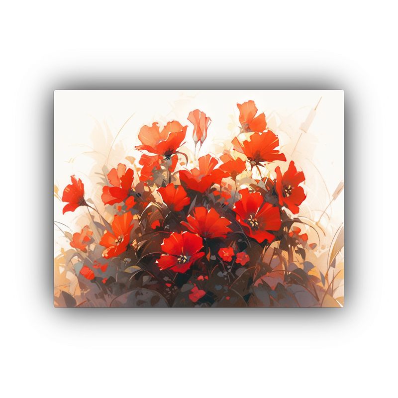 GENERICO - Lienzo Tela Expresión Simplicidad Rojo Flores Pintura Estil 120x80cm