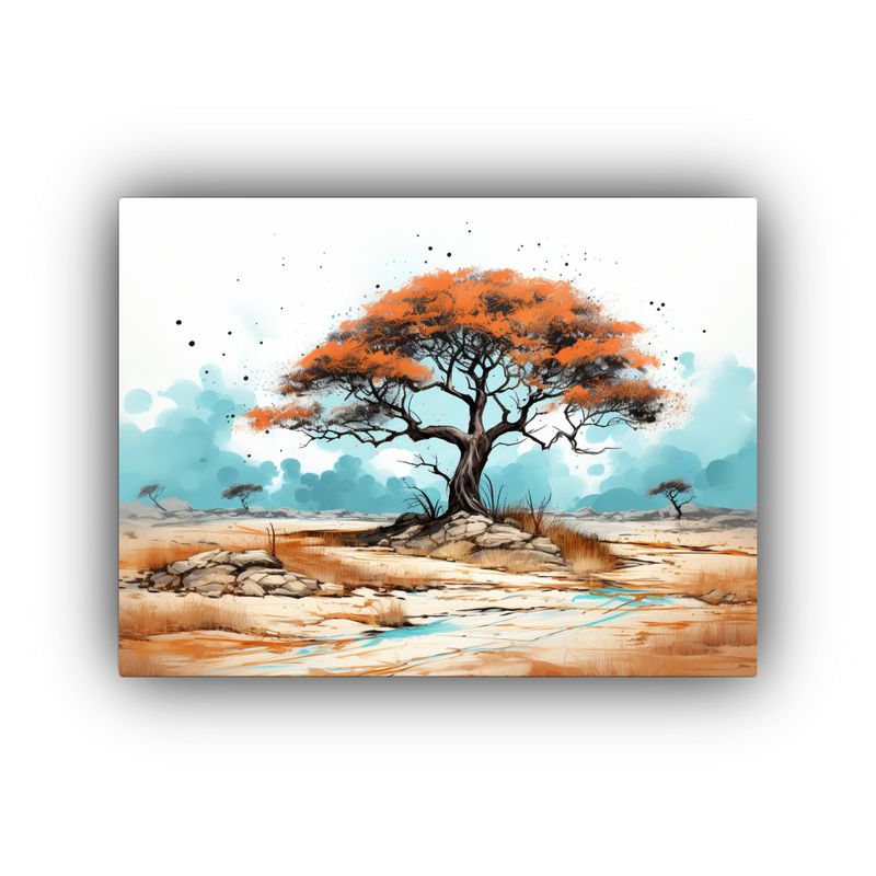 GENERICO - Cuadro Creativo Combinación Turquesa Y Negro De Savana Y D 120x80cm