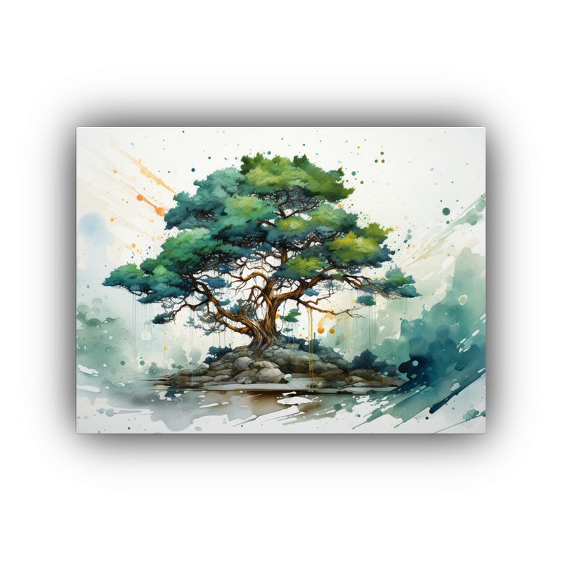GENERICO - Pintura Abstracta De árbol De Pino Escocés En Colores Verd 120x80cm