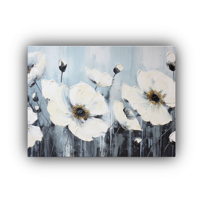 GENERICO - Pintura Inspiradora De Flores En Colores Blanco Y Negro En L 120x80cm