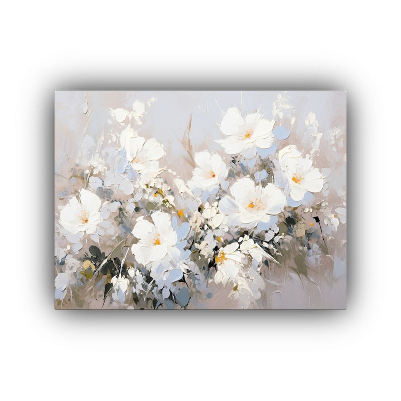 GENERICO - Pintura De Flores Blancas En Lienzo Estilo Moderno Para Deco 120x80cm