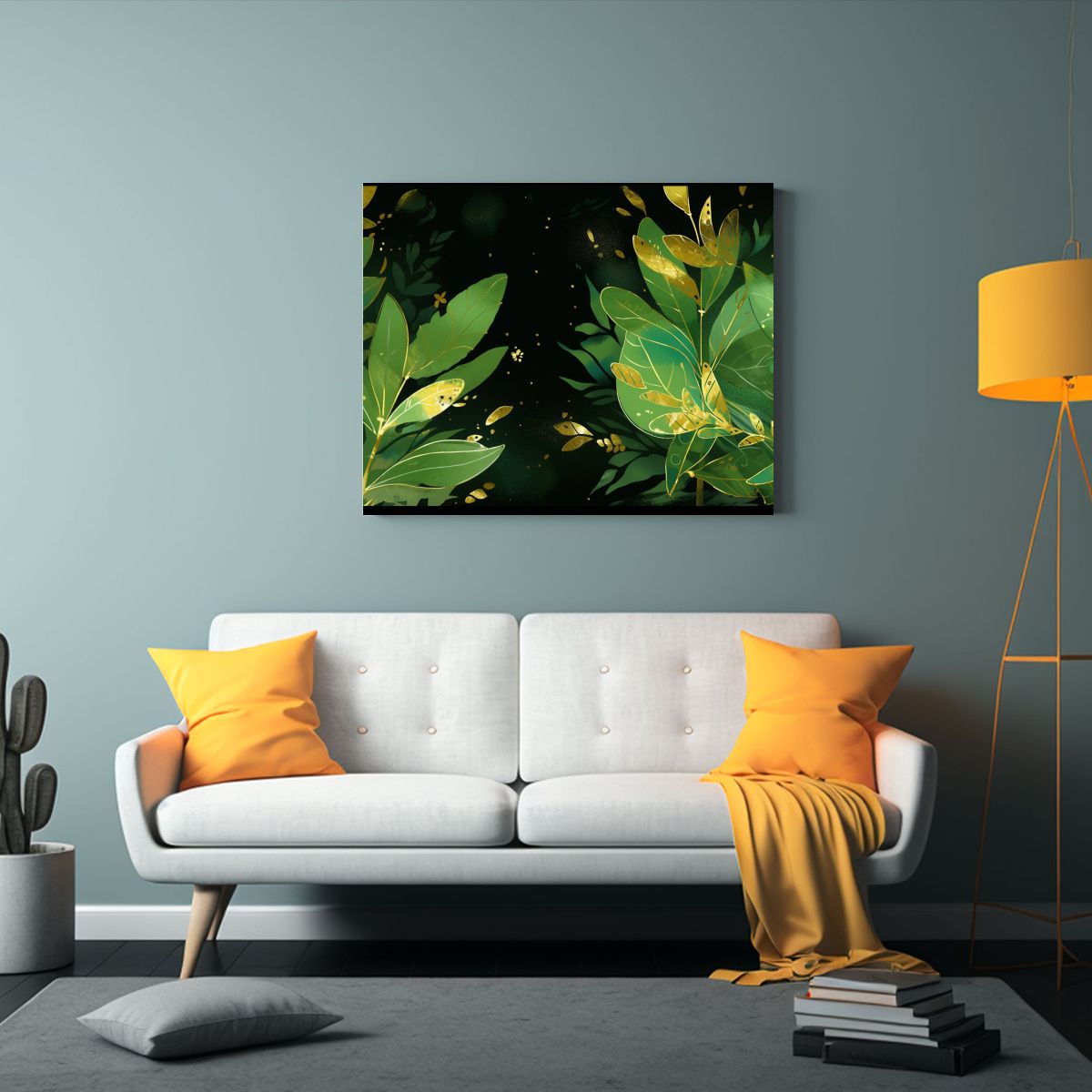 GENERICO - Cuadro Horizontal Impacto Visual En Colores Verde Y Oro Es 120x80cm