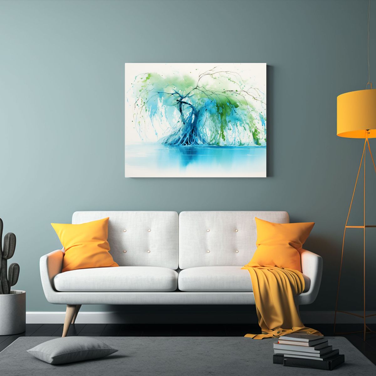GENERICO - Cuadro Abstracto Alegre En Tonos Turquesa Y Azul 120x80cm