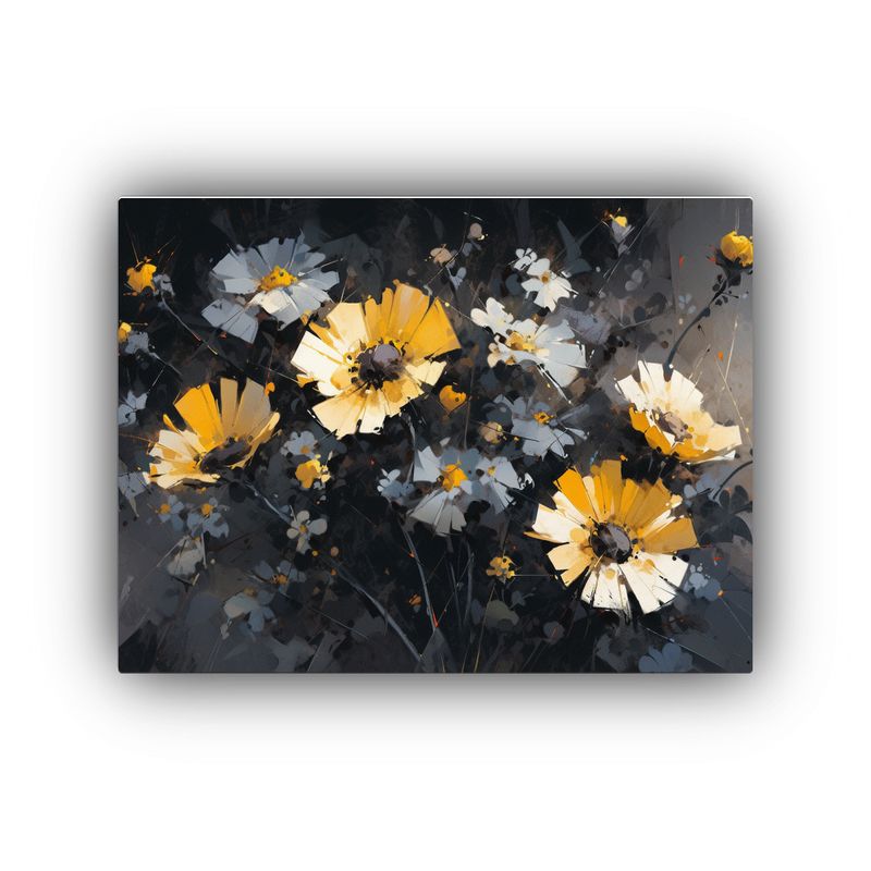 GENERICO - Pintura Vintage De Flores Amarillas Y Negras En Lienzo 120x80cm