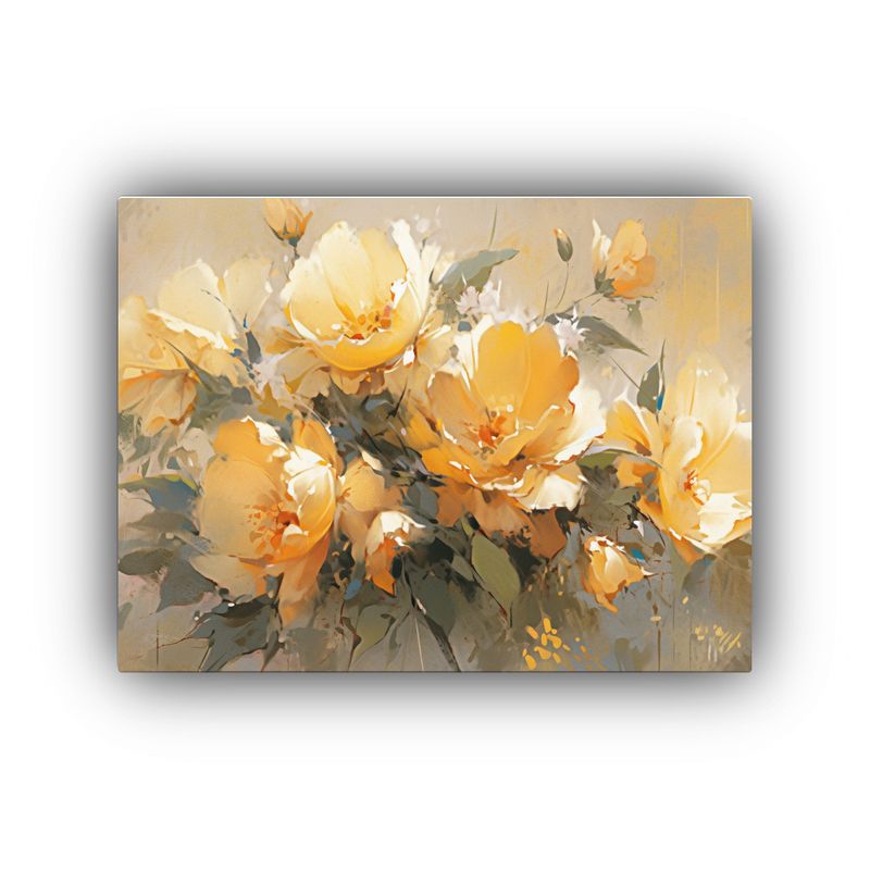 GENERICO - Pintura Abstracta De Flores En Lienzo Resistente A Amarillo  120x80cm