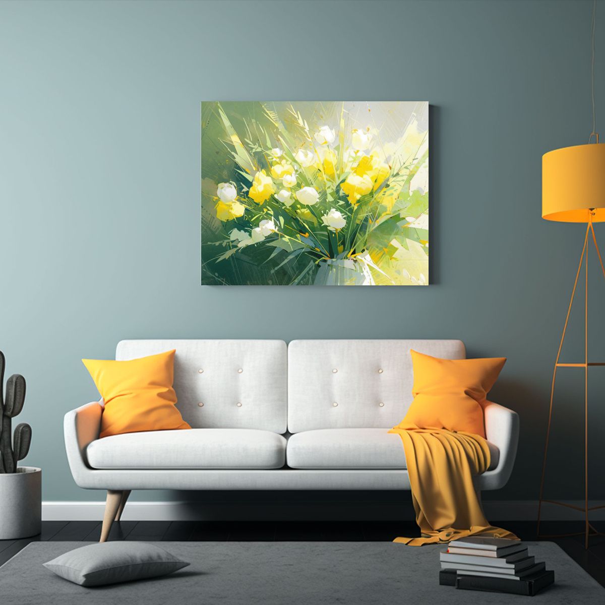 GENERICO - Pintura En Lienzo De Flores Amarillas Y Verdes De Alta Calid 120x80cm