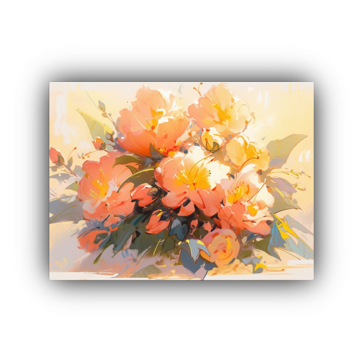 GENERICO - Cuadro Expresión Textura Amarillo Y Magenta Flores En Lienz 120x80cm