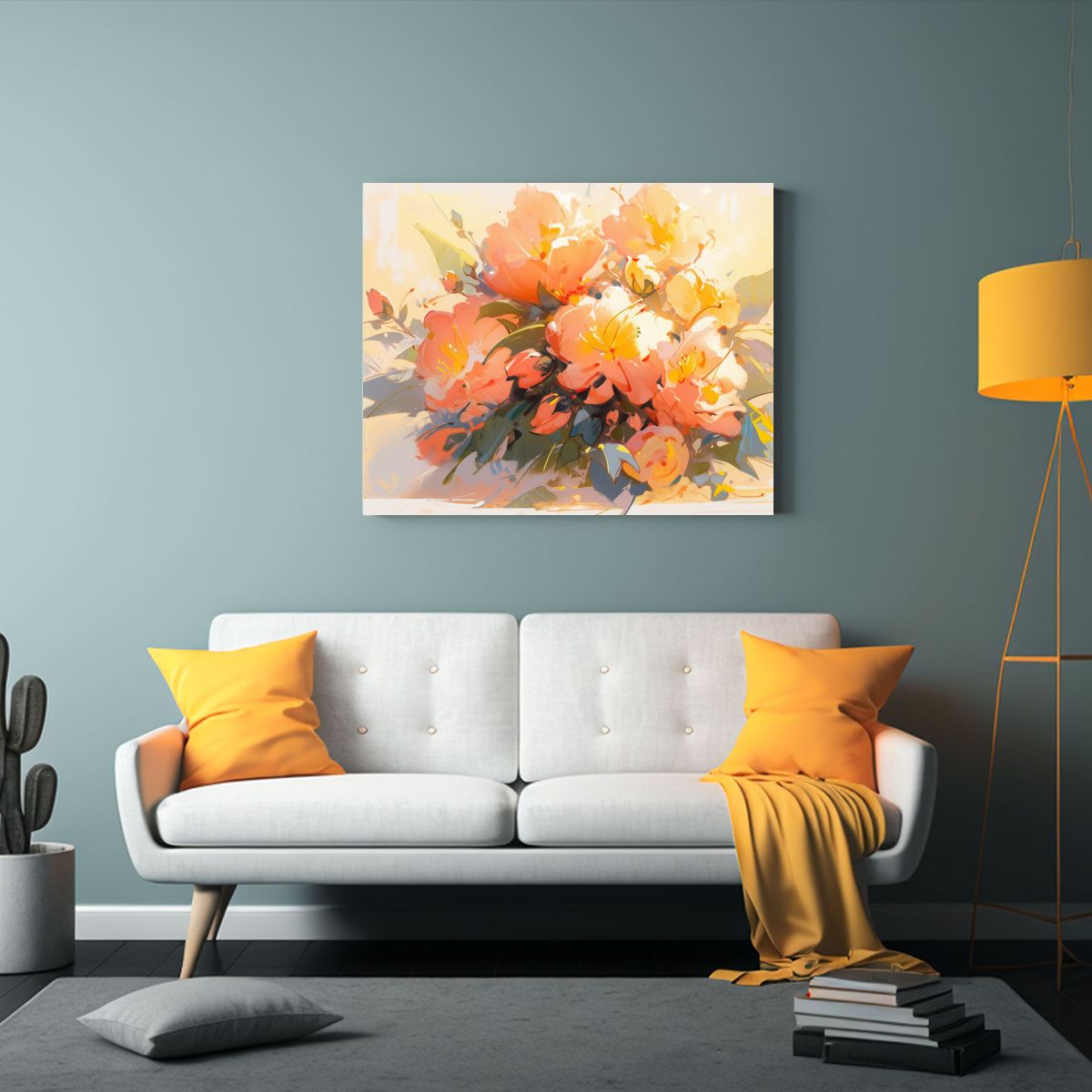 GENERICO - Cuadro Expresión Textura Amarillo Y Magenta Flores En Lienz 120x80cm