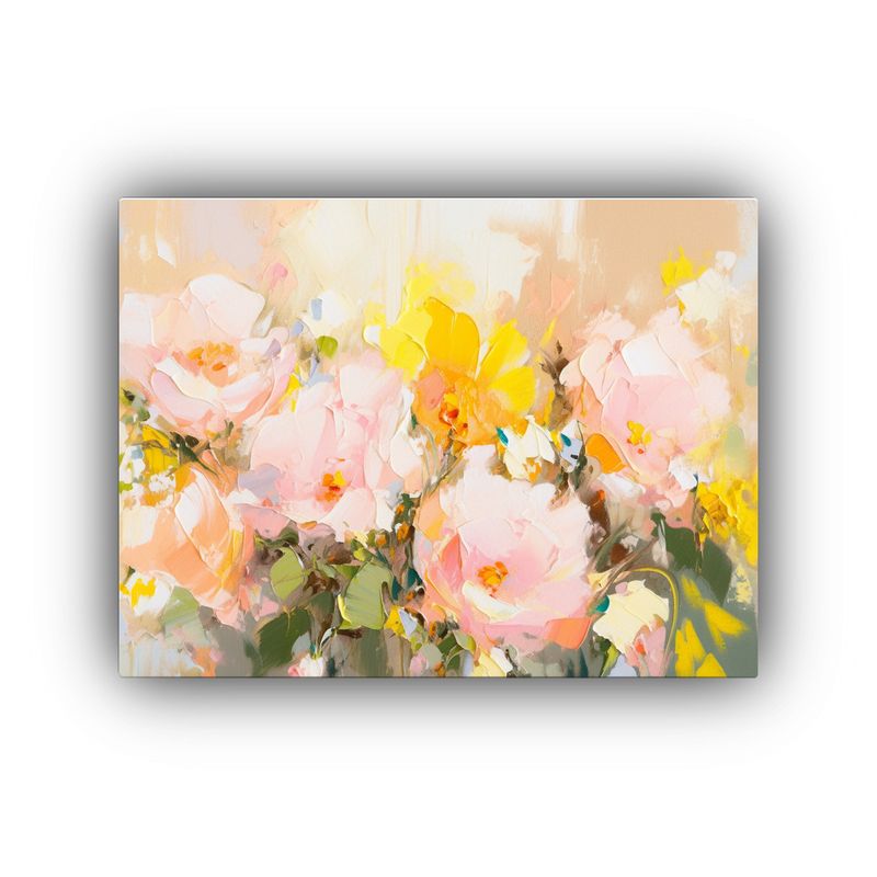 GENERICO - Pintura En Lienzo De Flores Amarillas Y Rosas Para Decoraci 120x80cm