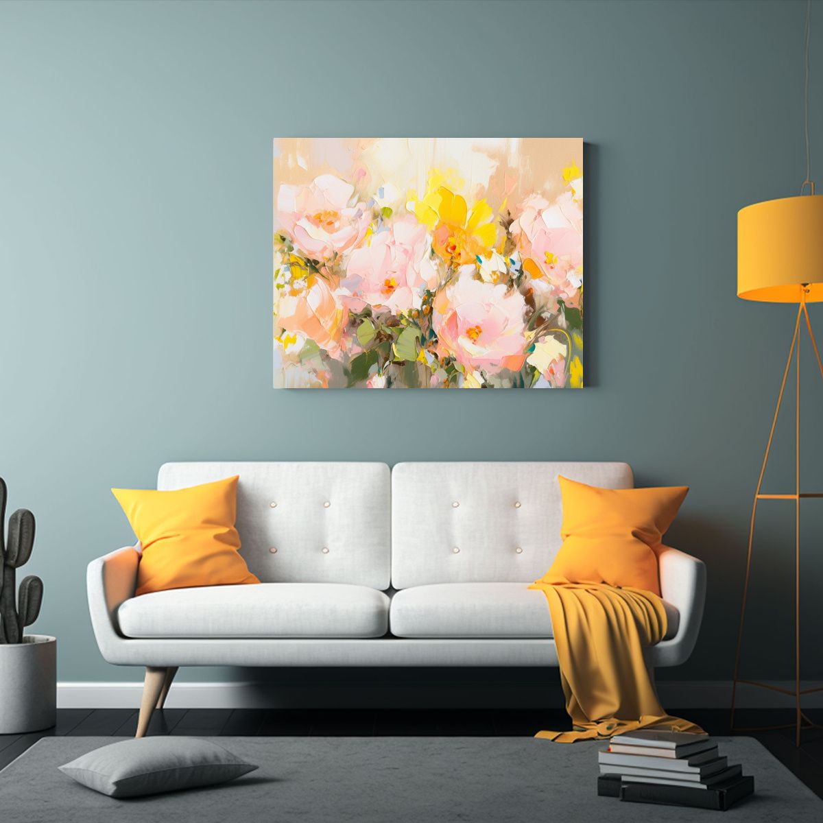 GENERICO - Pintura En Lienzo De Flores Amarillas Y Rosas Para Decoraci 120x80cm