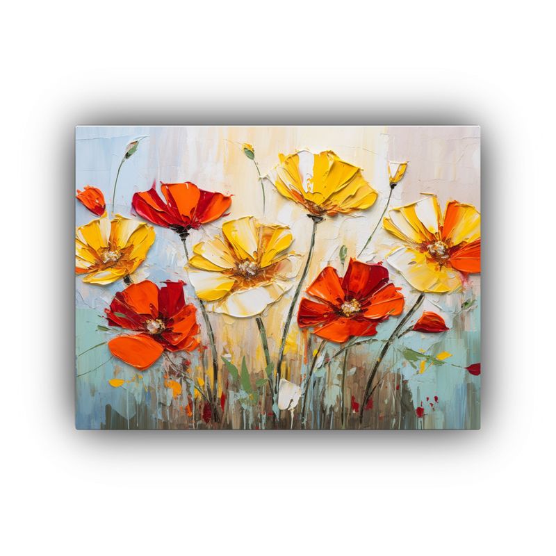 GENERICO - Pintura Horizontal Llamativa De Flores Amarillas Y Rojas En  120x80cm
