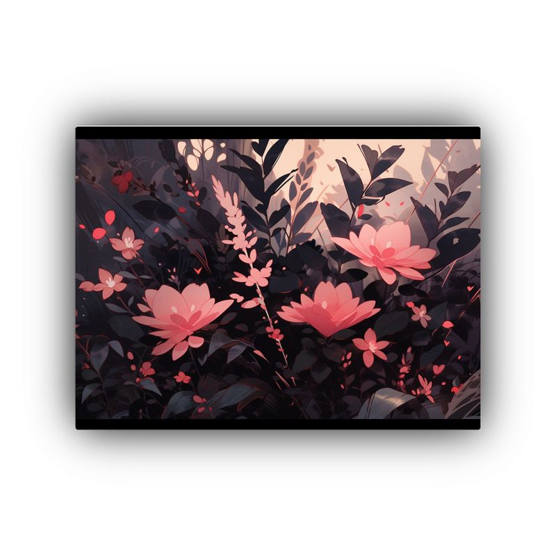 GENERICO - Cuadro En Bastidor Pop Art En Negro Y Rosa Atmosfera Neonoi 120x80cm