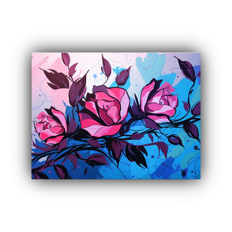 GENERICO - Cuadro Abstracto En Bastidor Rosa Y Azul Estilo Neonoir Atmo 120x80cm