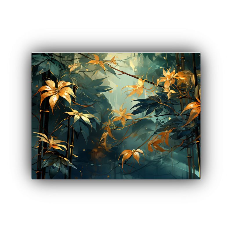 GENERICO - Pinturas De Pared Modernas Con Hojas De Bambú En Tonos Verd 120x80cm