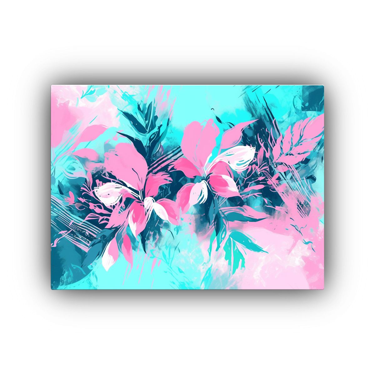 GENERICO - Cuadro De Dibujo Expresivo En Turquesa Y Rosa Estilo Neonoi 120x80cm