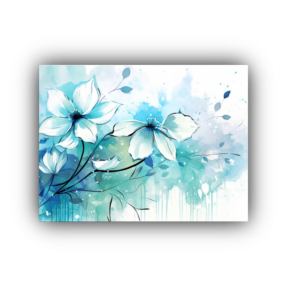 GENERICO - Cuadros Modernos Decorativos En Lienzo Blanco Y Turquesa Par 120x80cm