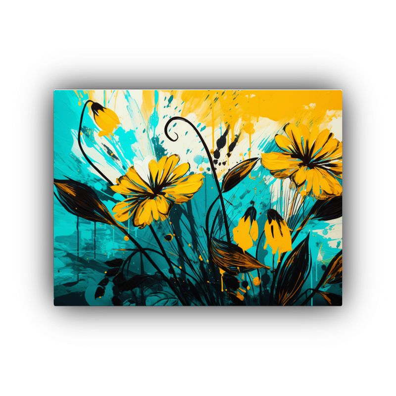 GENERICO - Pinturas Decorativas En Amarillo Y Turquesa Con Atmósfera N 120x80cm