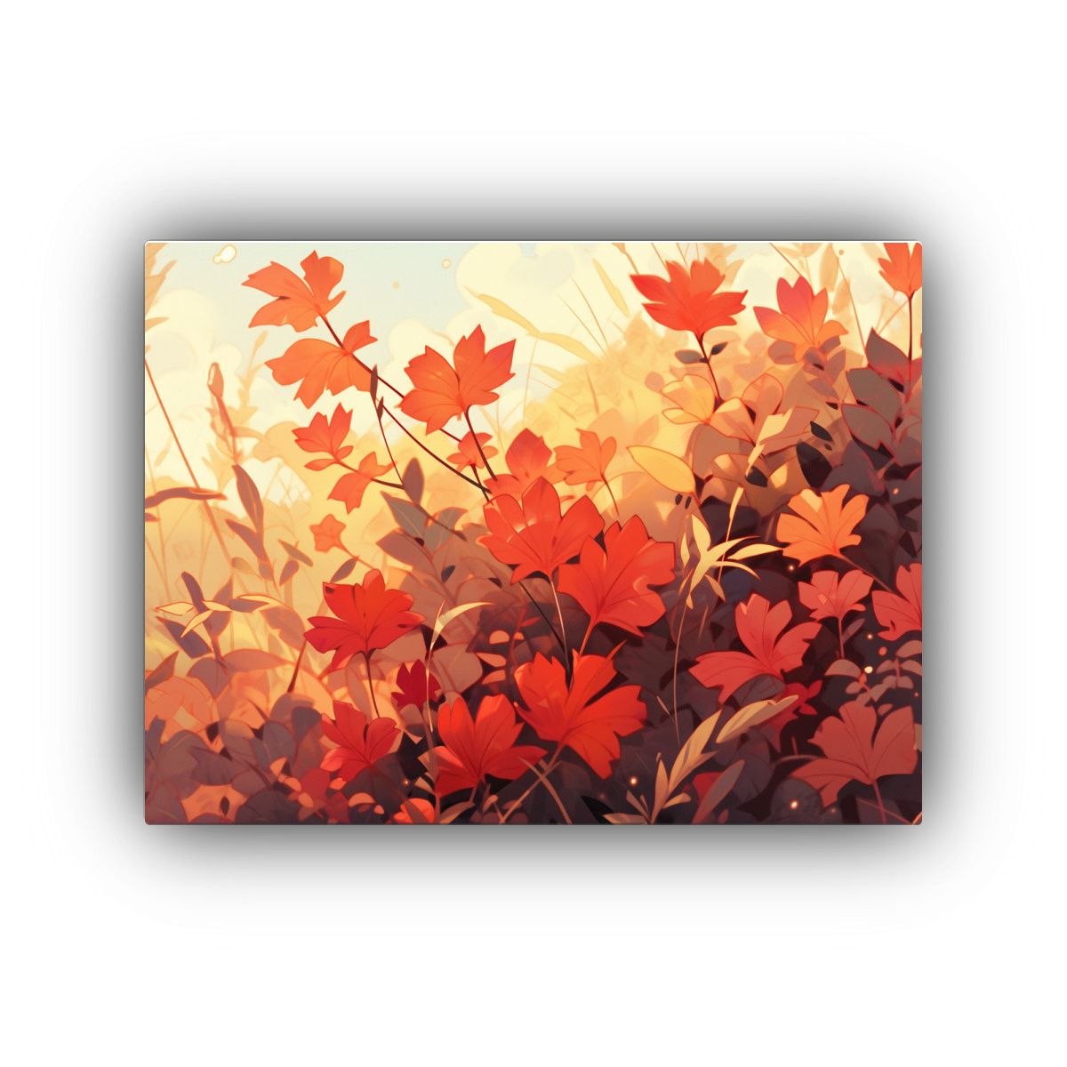 GENERICO - Cuadro Abstracto En Tonos Amarillo Y Rojo Con Atmósfera Neo 120x80cm