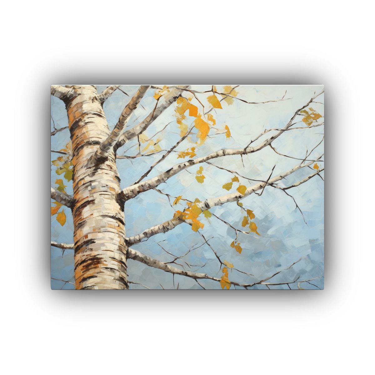 GENERICO - Pintura Abstracta De Un Abedul En Lienzo Inspiración Calma 120x80cm