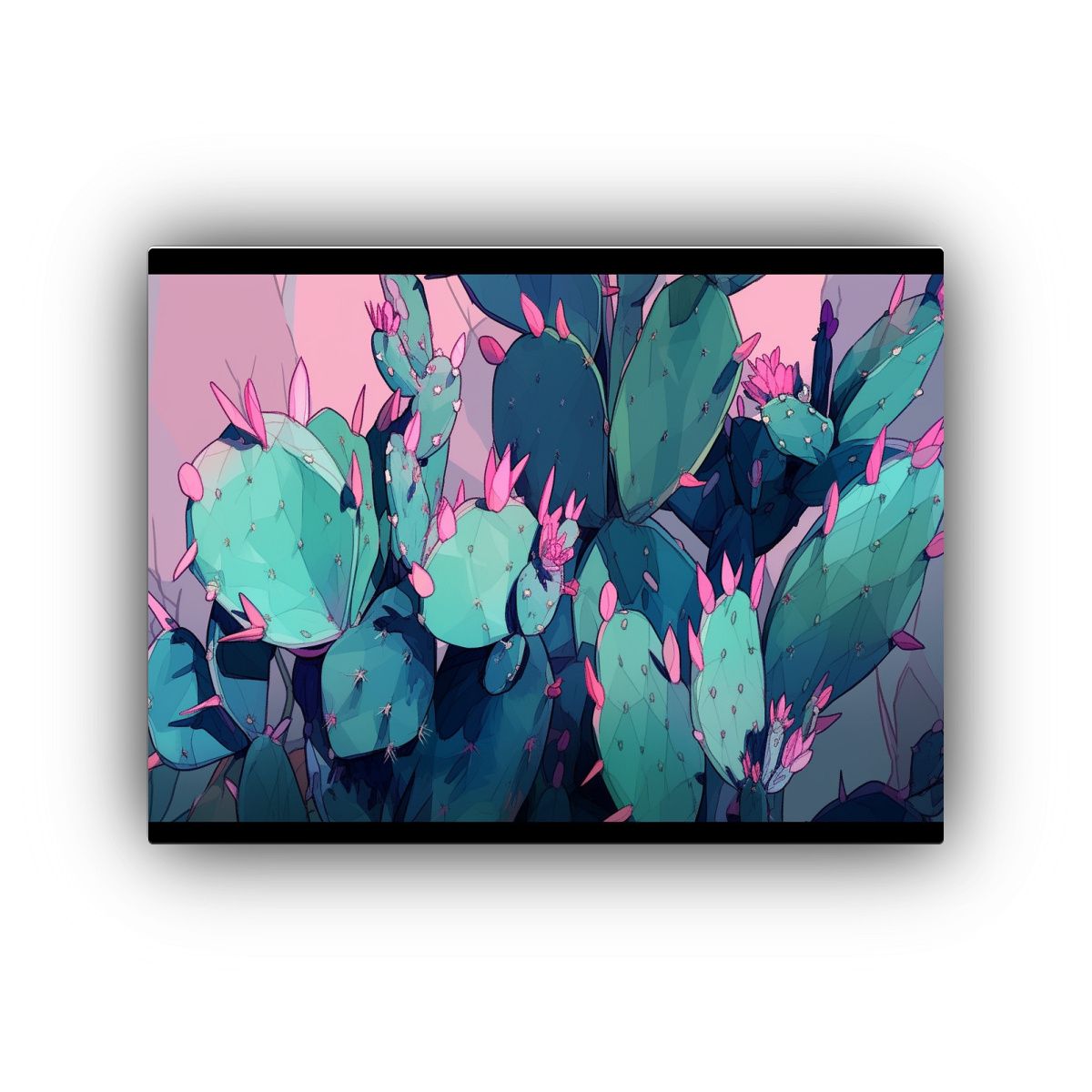 GENERICO - Cuadro Acuarela Poder A Cactus Plantas En Colores Vibrantes  120x80cm