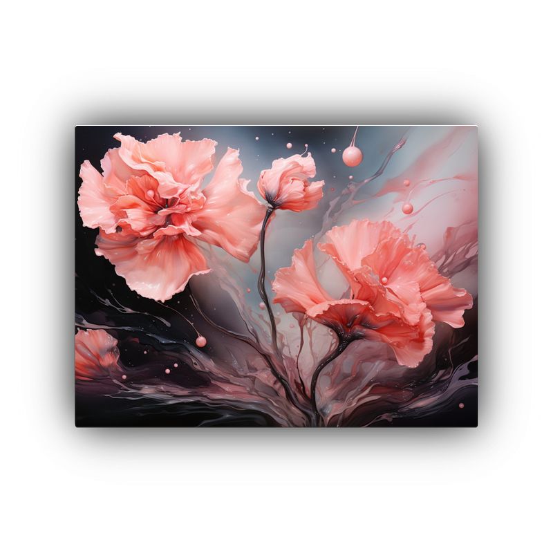 GENERICO - Cuadros Abstractos De Flores En Colores Negro Y Rosa 120x80cm