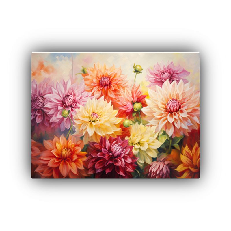 GENERICO - Pintura Abstracta De Dalias En Estilo óleo Belleza Natural 120x80cm