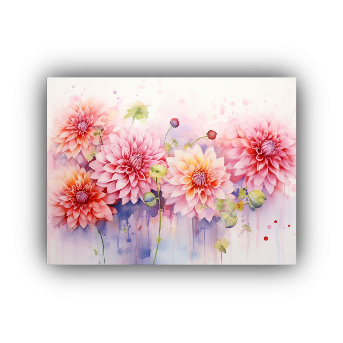 GENERICO - Cuadro Abstracto De Dalias En Acuarela Moderno Para Decoraci 120x80cm
