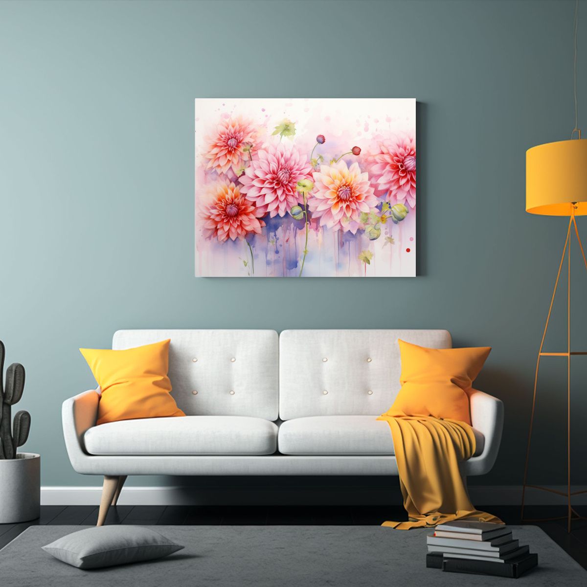 GENERICO - Cuadro Abstracto De Dalias En Acuarela Moderno Para Decoraci 120x80cm