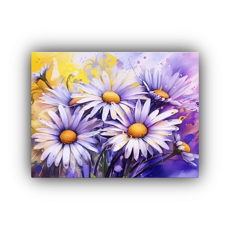 GENERICO - Pinturas Abstractas De Flores Amarillas Y Moradas Para Decor 120x80cm