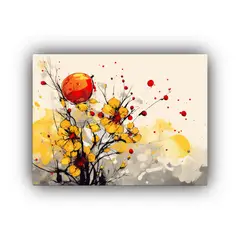 GENERICO - Pinturas Lienzo Vitalidad Árboles Frutales En Amarillo Y Ro 120x80cm