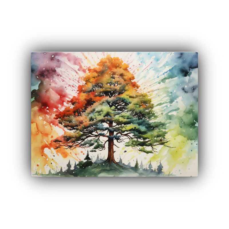 GENERICO - Pintura Abstracta De Colores Vibrantes De Un árbol De Cipr 120x80cm