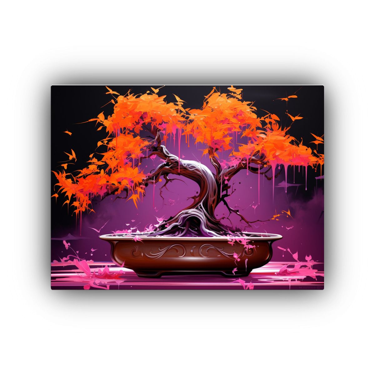 GENERICO - Pinturas Decorativas En Tonos Naranja Y Fucsia Con Atmósfer 120x80cm