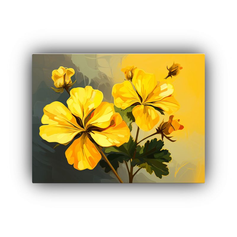 GENERICO - Pintura Mural Con Flores De Geranio Amarillo En Ambiente Neo 120x80cm